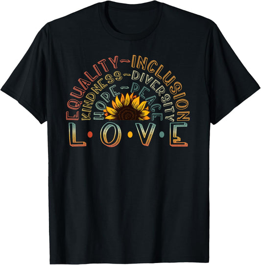 Love Equality Kindness Diversity Hope Peace T-Shirt - T-Shirt | Black