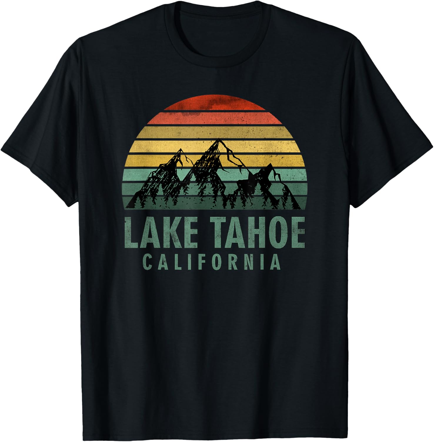 Lake Tahoe California Vintage Mountains Hiking Camping T-Shirt - T-Shirt | Black