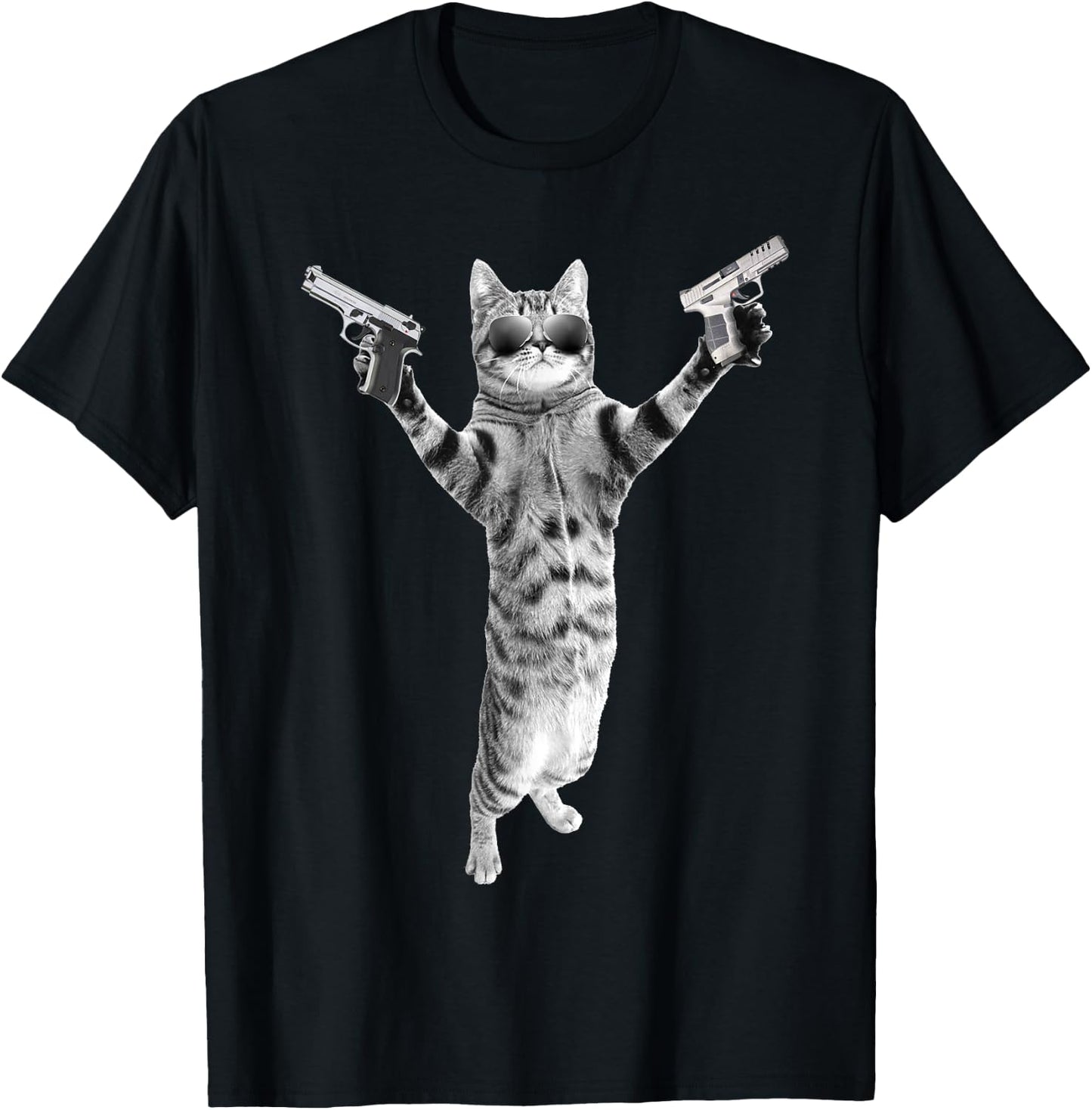 Kitty Cat With Gun-Birthday and Halloween Cat Costume Men Women T-Shirt - T-Shirt | Black