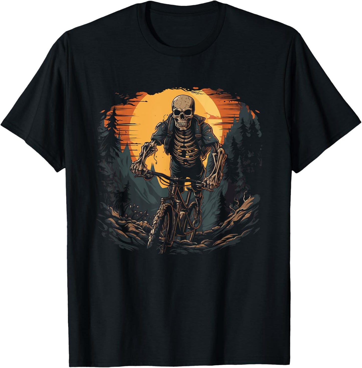 Mountain Bike Skeleton Halloween T-Shirt - T-Shirt | Black