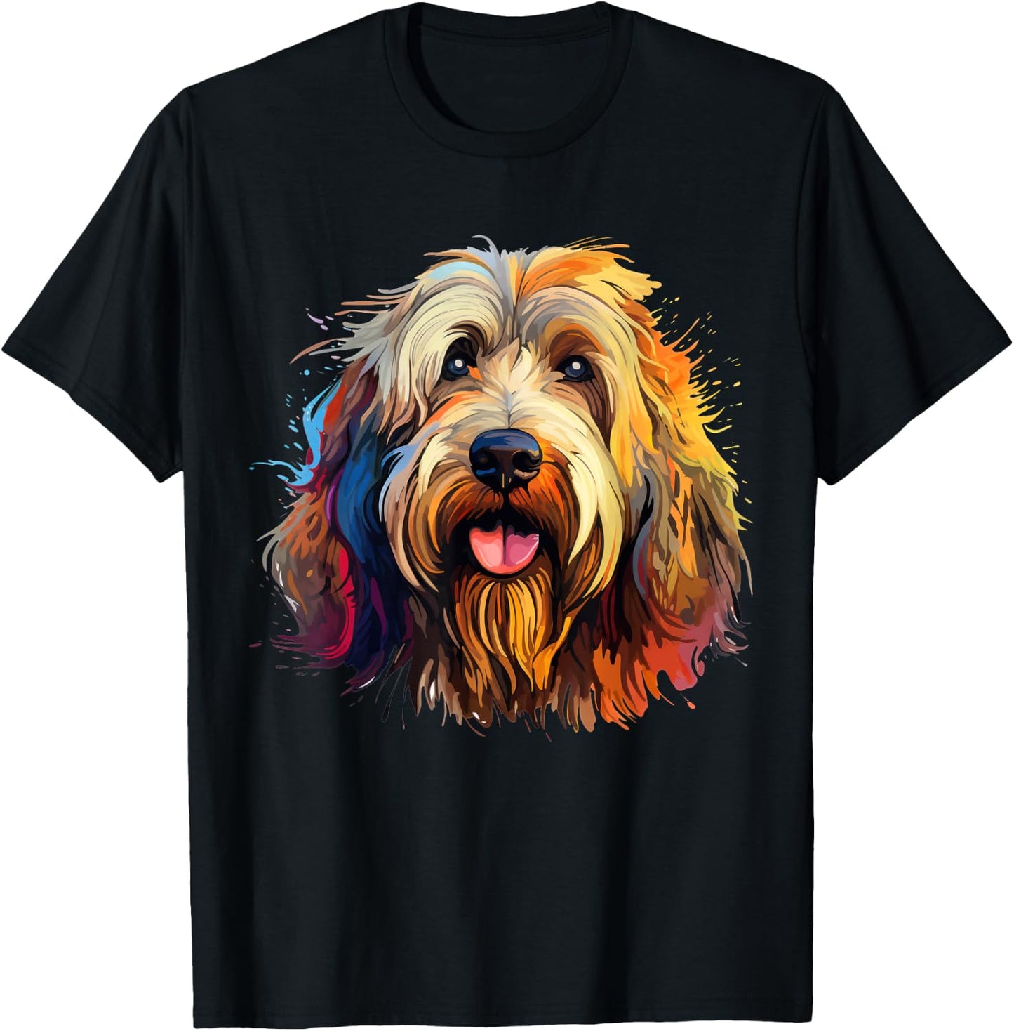 Briard Portrait, Portrait Colour Artwork T-Shirt - T-Shirt | Black