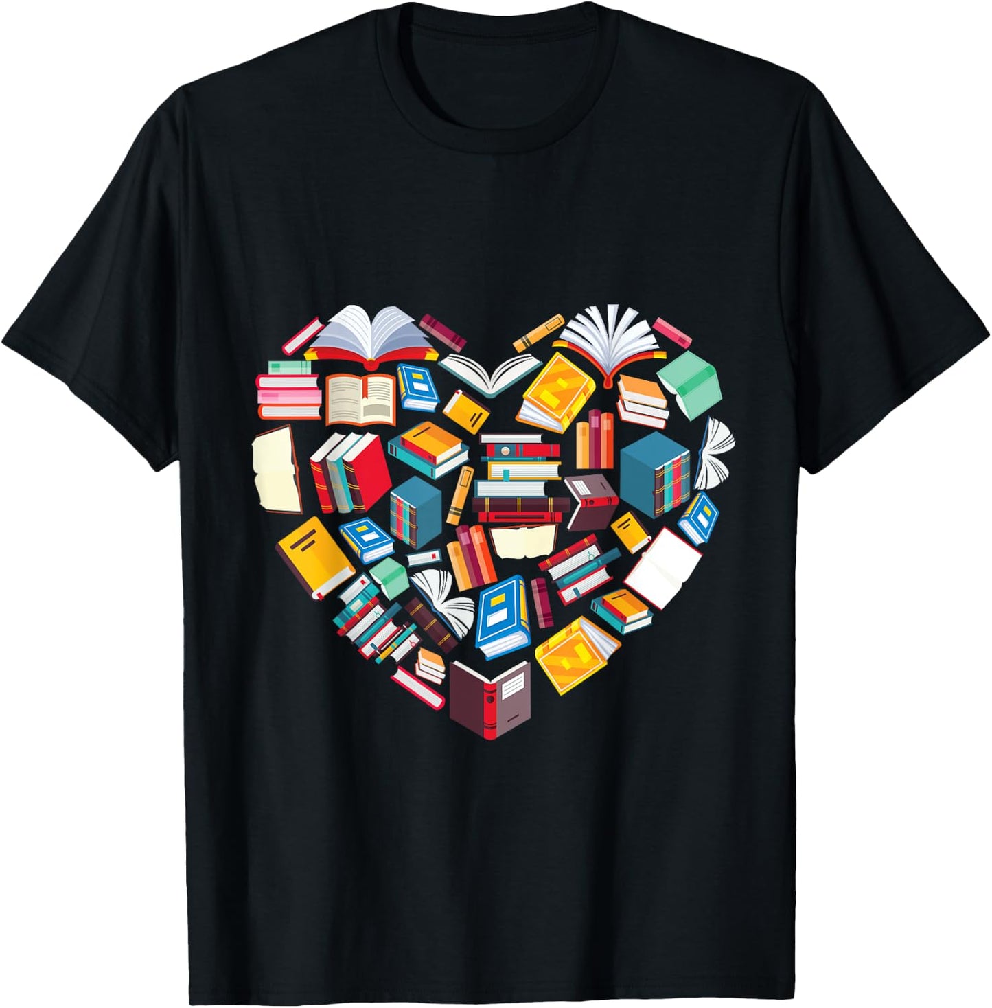 Book Lover Heart Shape Reading Club Librarian Library Gifts T-Shirt - T-Shirt | Black