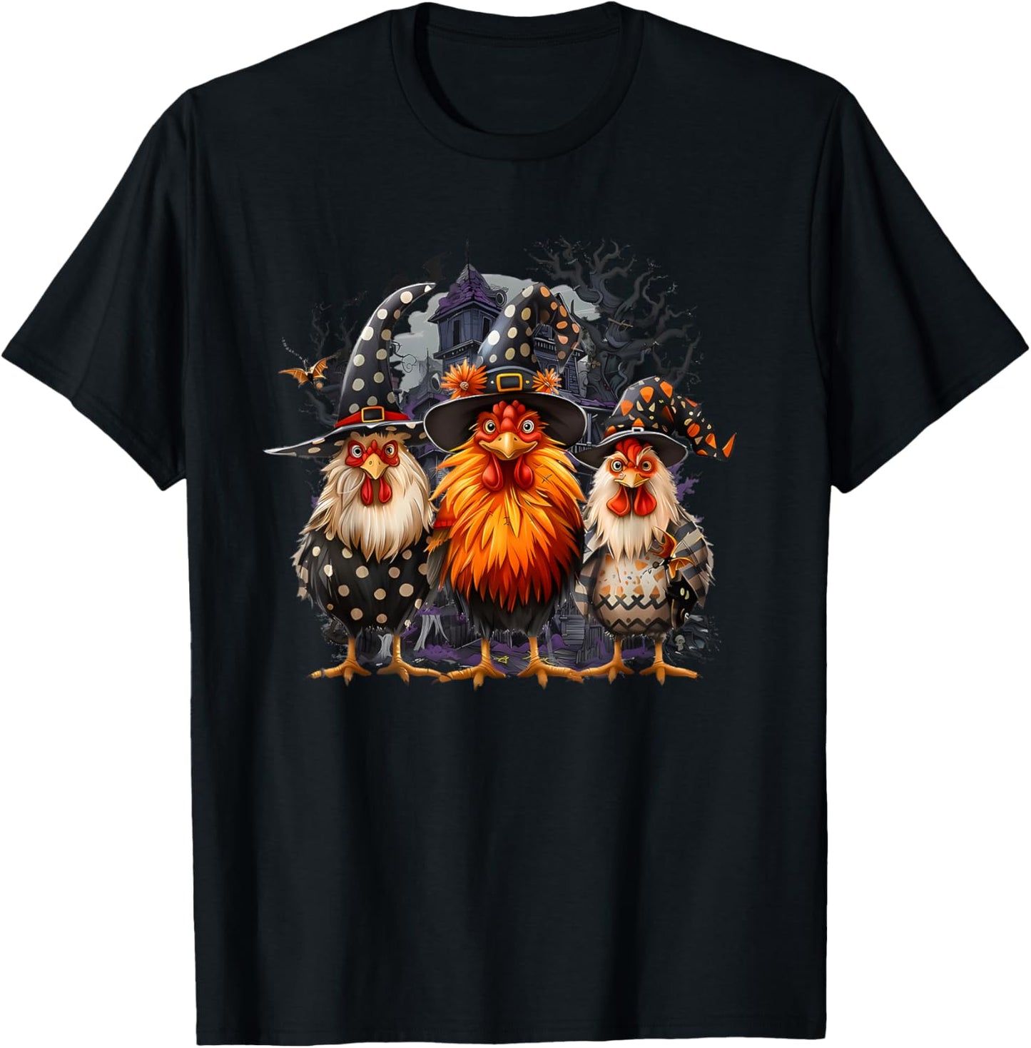 Spooky Witch Chickens T-Shirt - T-Shirt | Black