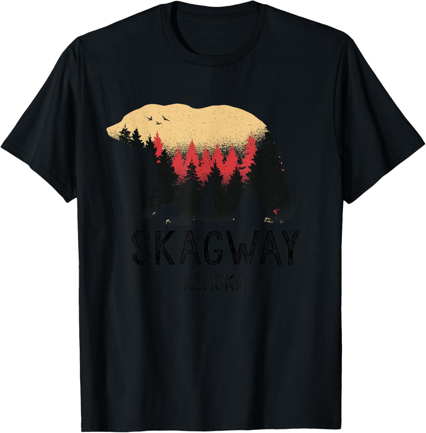 Skagway Alaska Vintage Grizzly Bear Nature Souvenir Gift T-Shirt - T-Shirt | Black