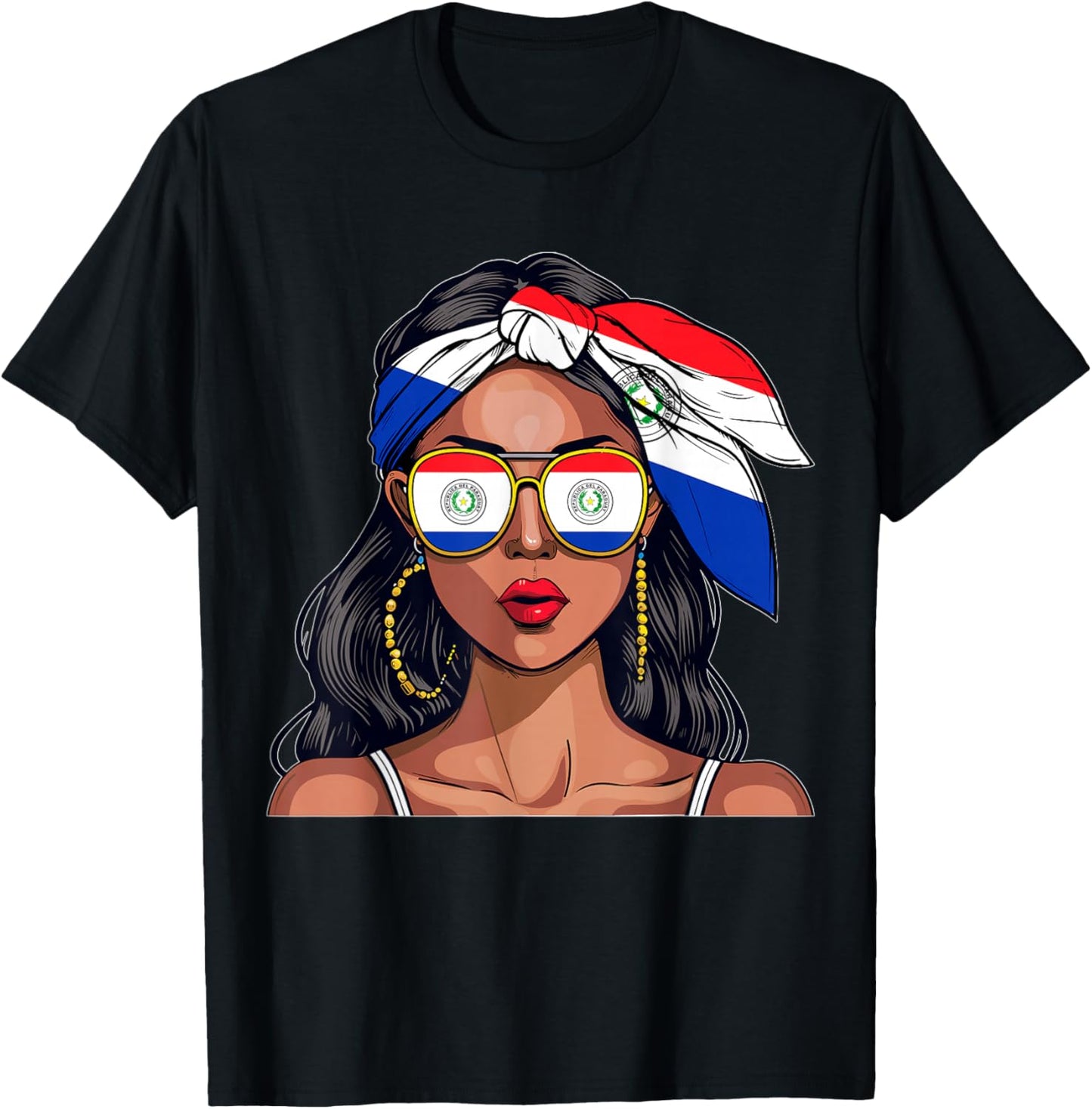 Paraguayan Souvenirs Products Woman Flag Uniform Paraguay T-Shirt - T-Shirt | Black