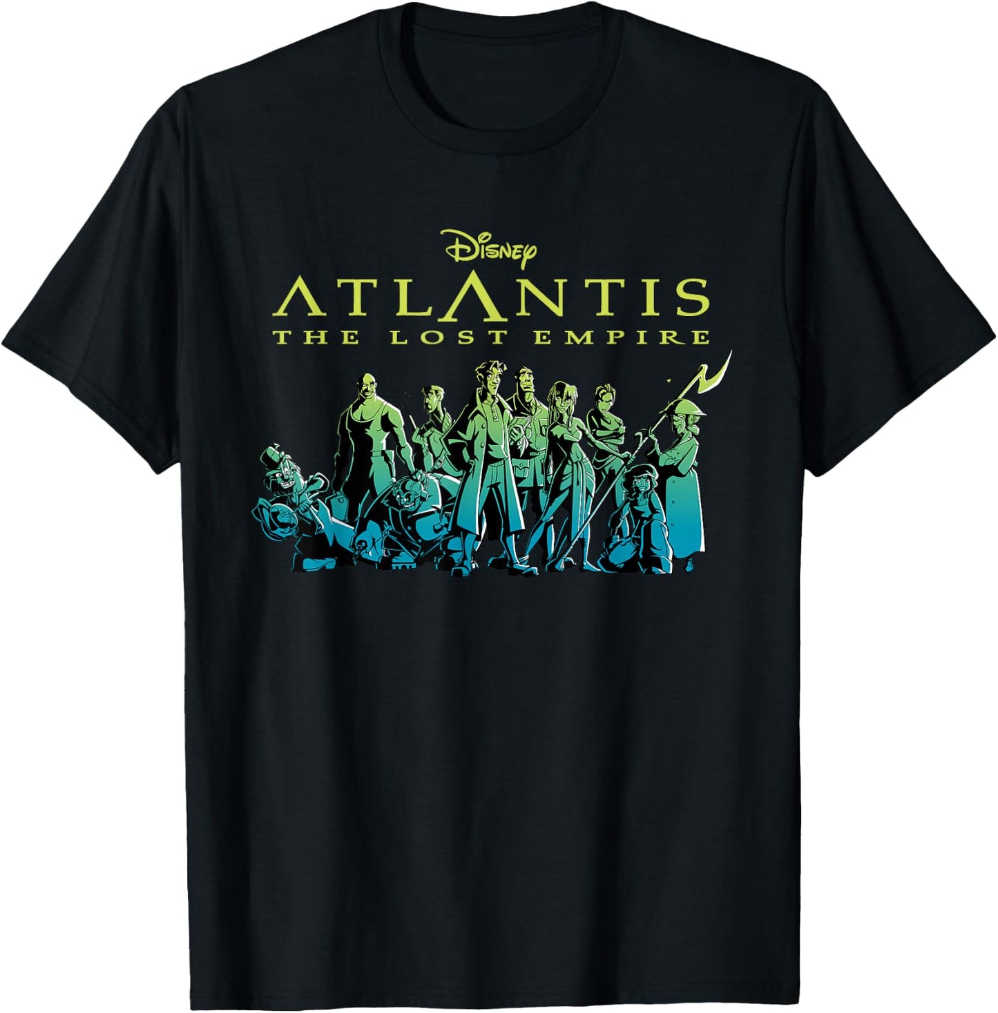 Disney Atlantis The Lost Empire Characters Gradient T-Shirt - T-Shirt | Black