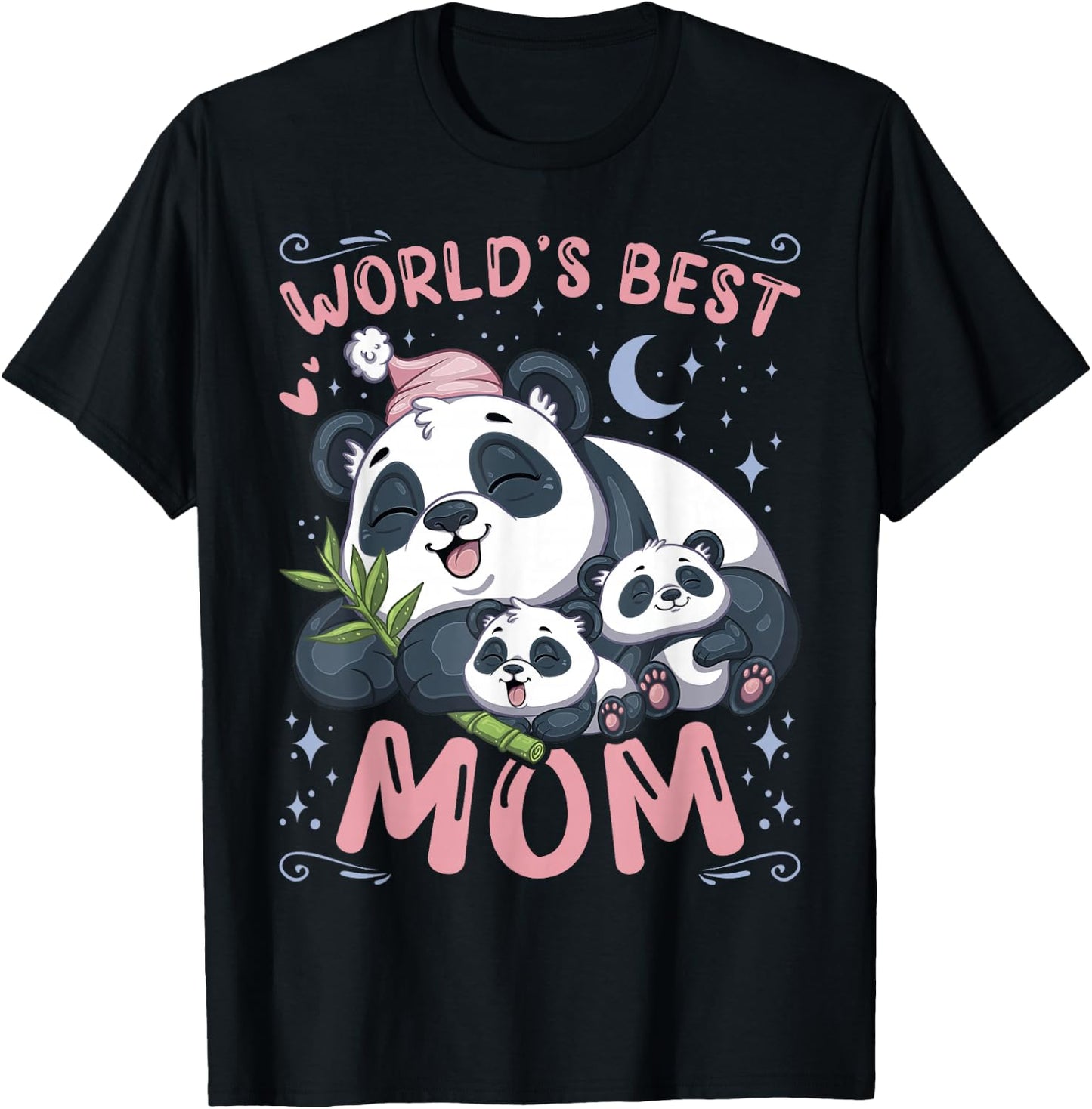 Best Mom Panda Bear with Puppys Mother's Day T-Shirt - T-Shirt | Black