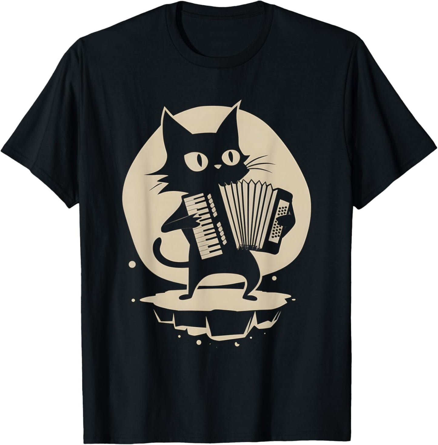 Cat Accordion T-Shirt - T-Shirt | Black