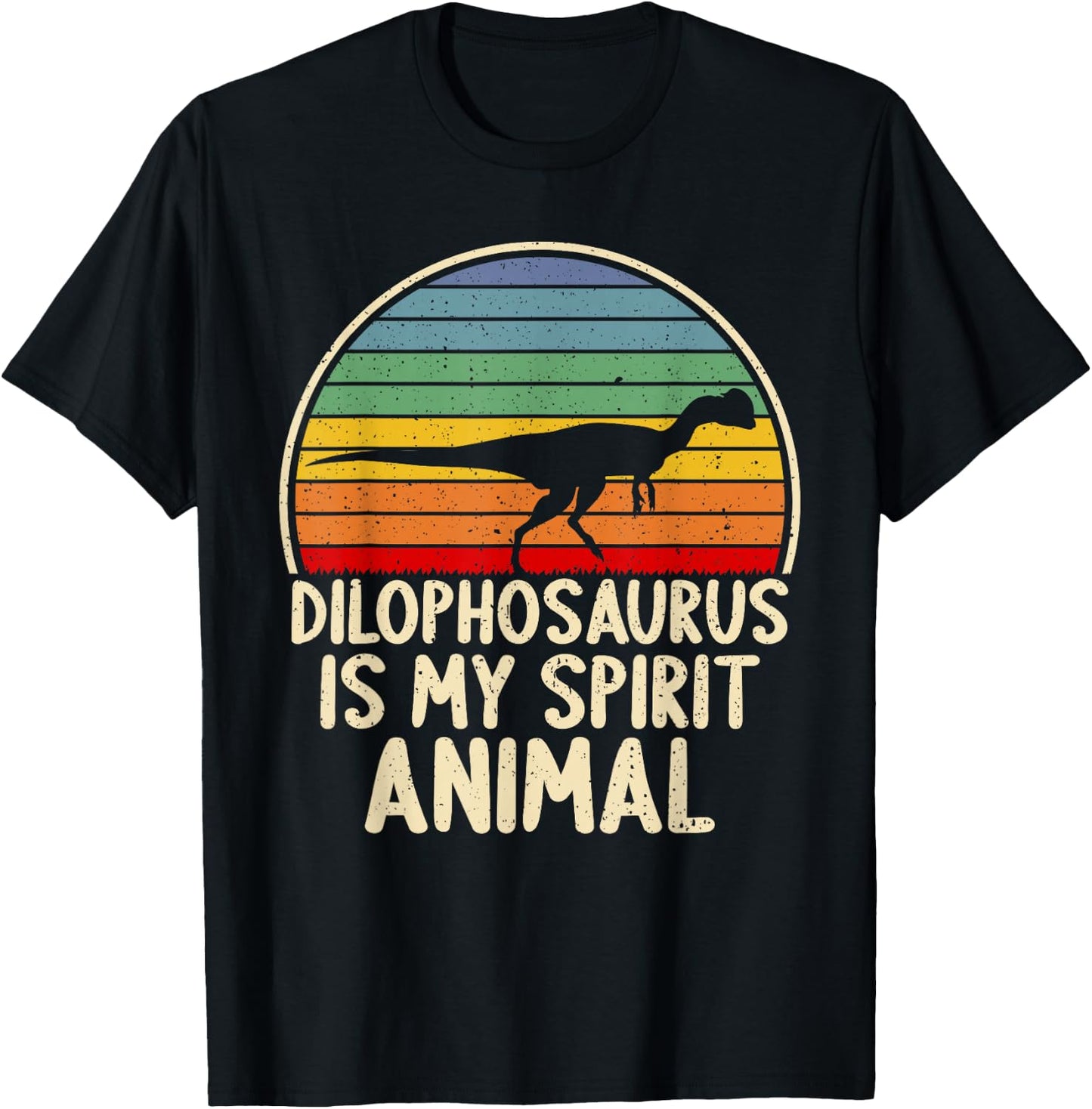 Dilophosaurus My Spirit Animal Dinosaur Lover Vintage Retro T-Shirt - T-Shirt | Black