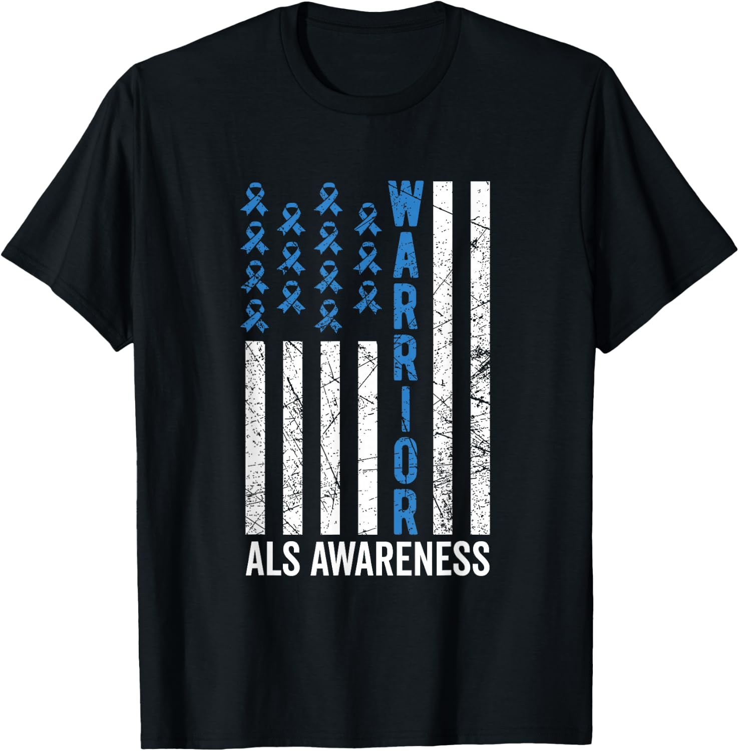 Blue Warrior & Men ALS Awareness T-Shirt - T-Shirt | Black