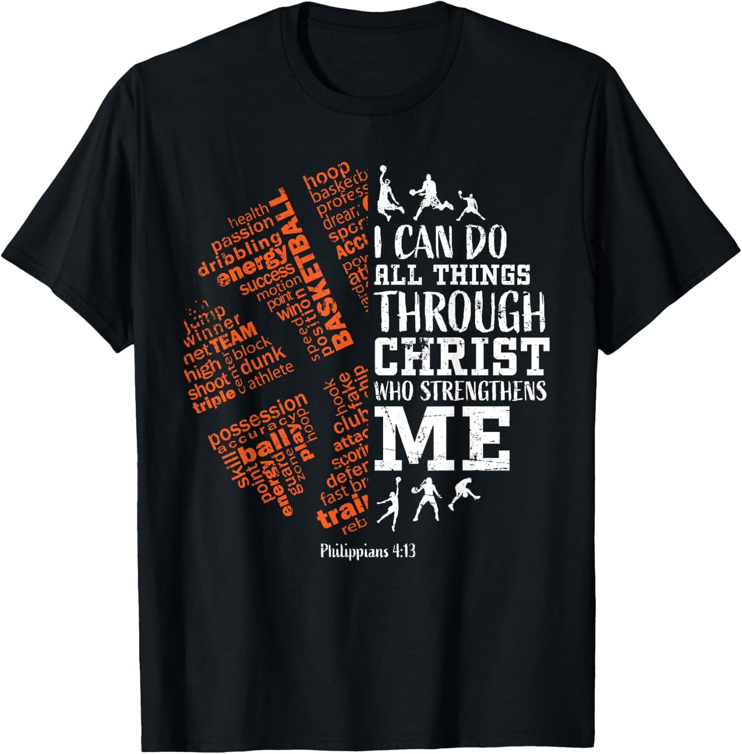 Christian Basketball Bible Verses Men Women Gifts T-Shirt - T-Shirt | Black