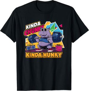 Kinda Chunky Kinda Hunky Funny Bodybuilding Gym Weightlifter T-Shirt - T-Shirt | Black
