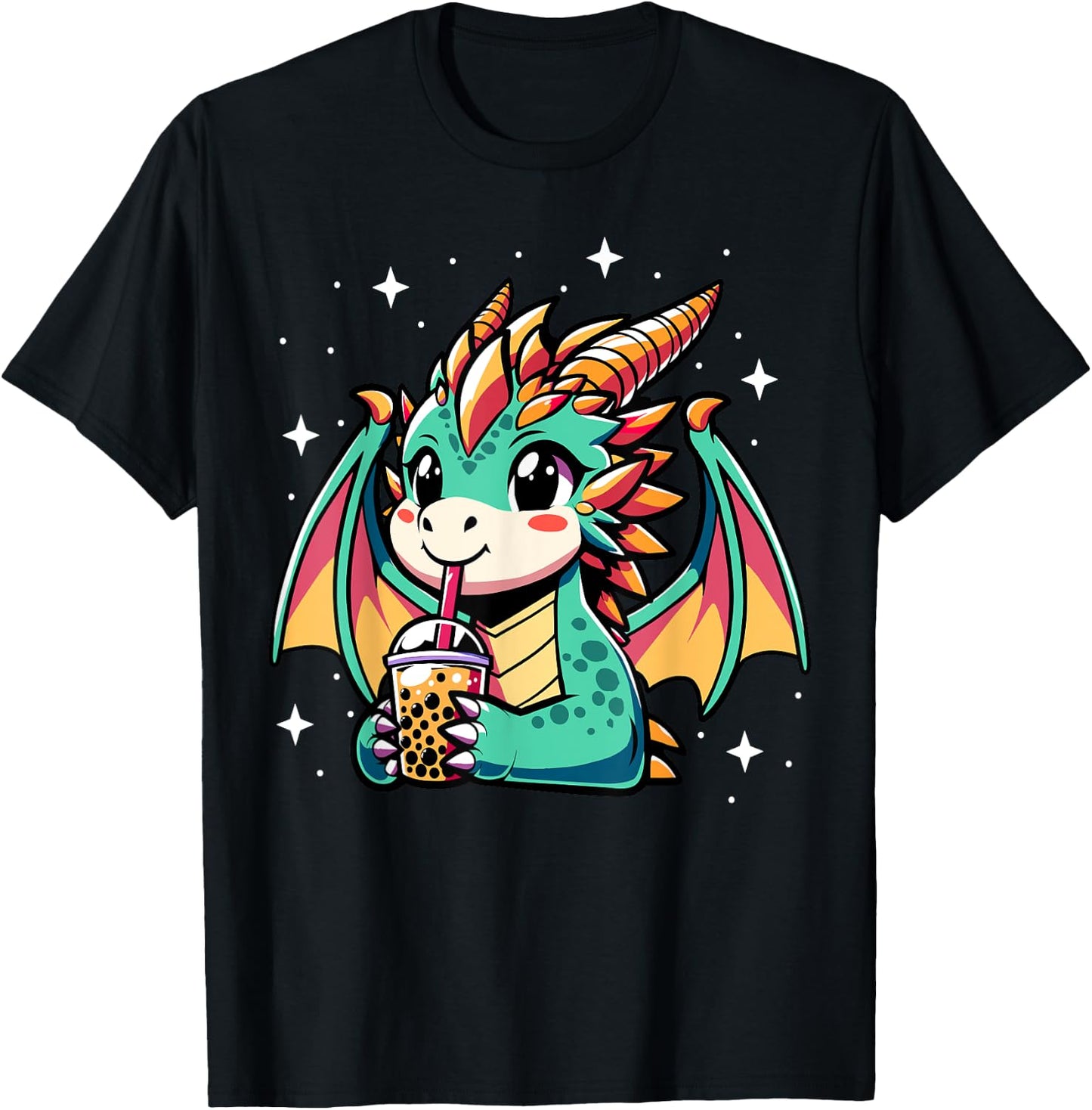 Dragon Drinking Boba Tea Bubble Tea Kawaii Anime Lover Kids T-Shirt - T-Shirt | Black