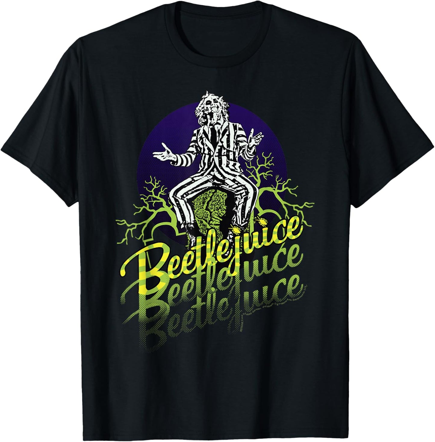 Beetlejuice Three Times Text Portrait T-Shirt - T-Shirt | Black