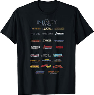 Marvel The Infinity Saga Film Logo Stack T-Shirt - T-Shirt | Black