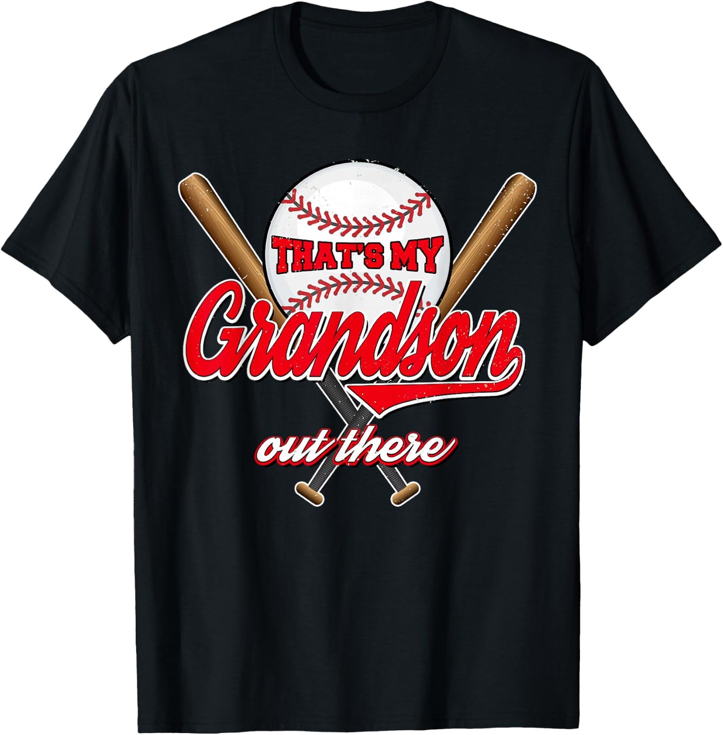 That's My Grandson Out There proud grandma baseball granny T-Shirt - T-Shirt | Black