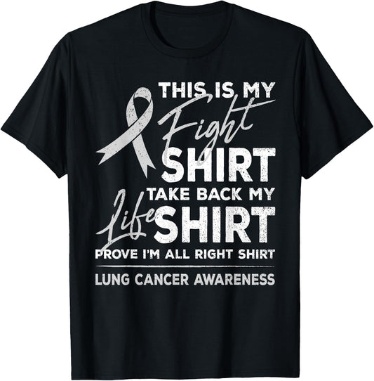 This is My Fight Shirt Lung Cancer Awareness Support Ribbon T-Shirt - T-Shirt | Black