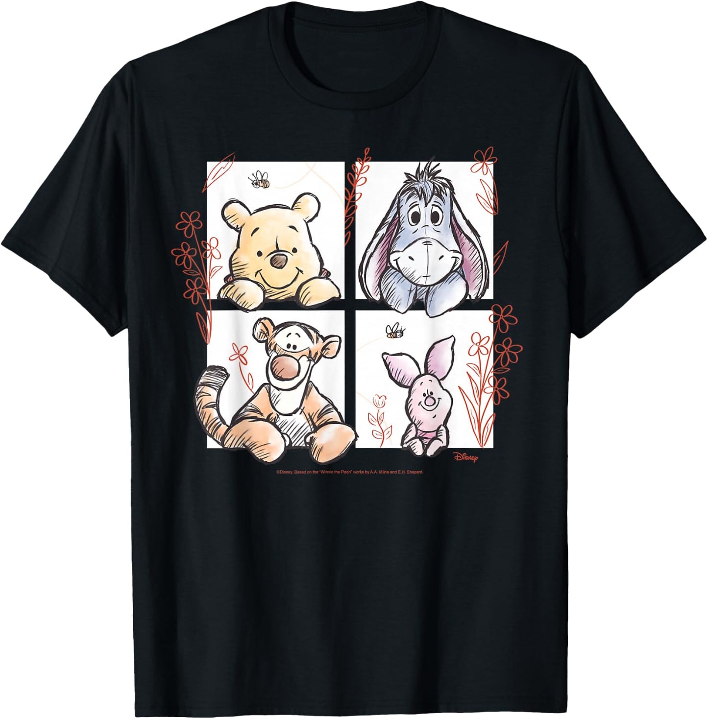 Winnie the Pooh - Pooh Eeyore Tigger And Piglet T-Shirt - T-Shirt | Black