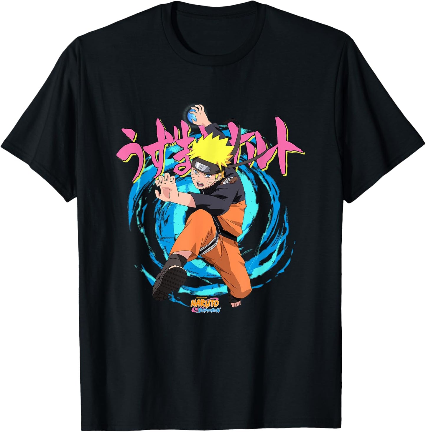 Naruto Shippuden Rasengan Jutsu Swirls Anime T-Shirt - T-Shirt | Black
