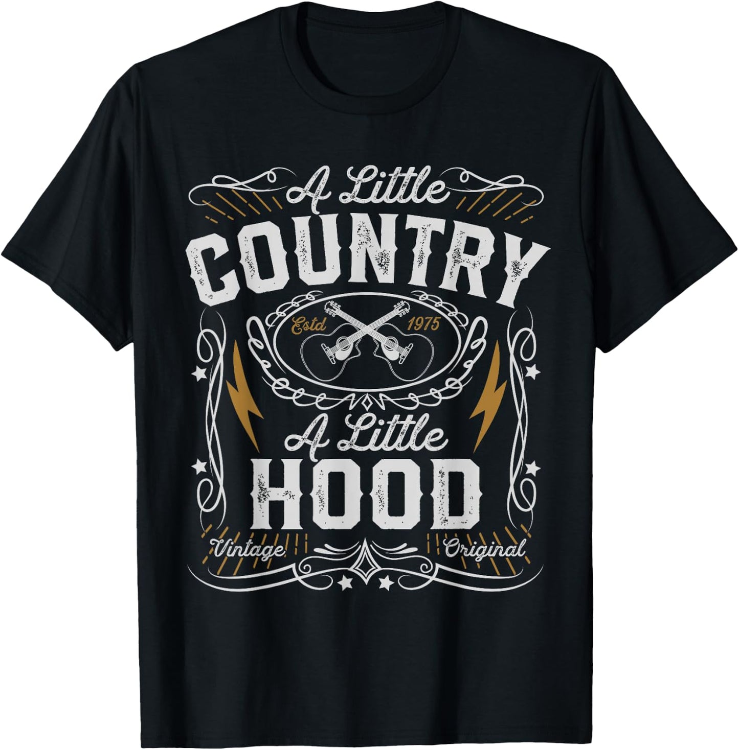 A Little Country A Little Hood Hip Hop Rap Music Gift T-Shirt - T-Shirt | Black