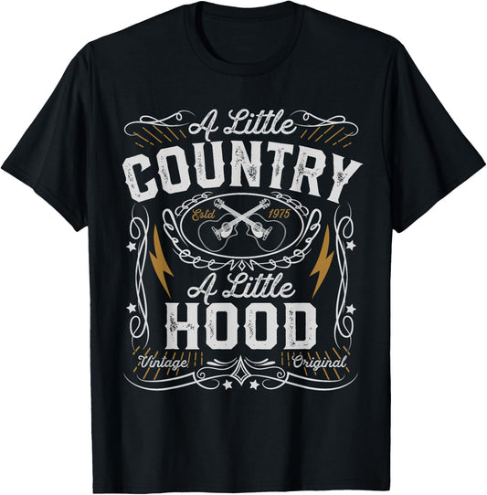 A Little Country A Little Hood Hip Hop Rap Music Gift T-Shirt - T-Shirt | Black