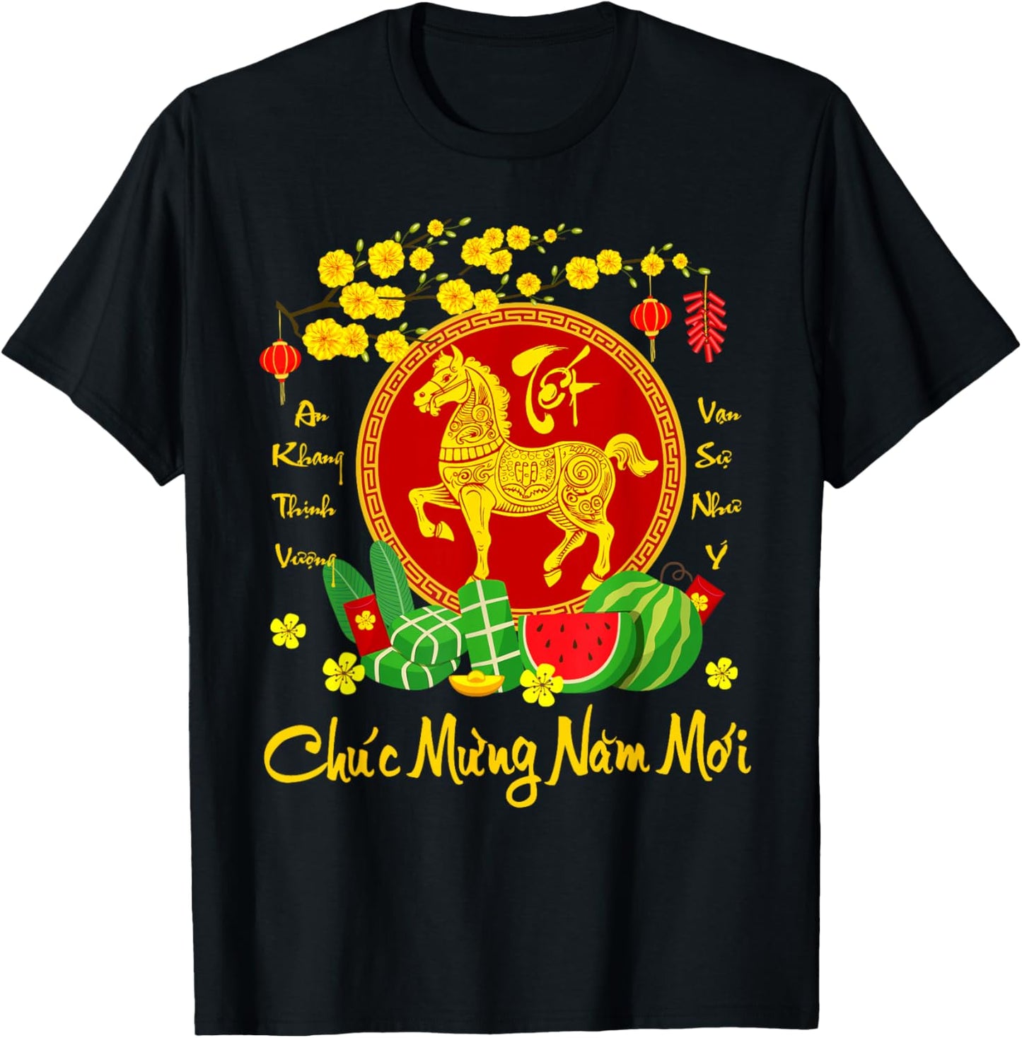 Vietnamese Lunar New Year 2026 Tet Viet Chuc Mung Nam Moi T-Shirt - T-Shirt | Black