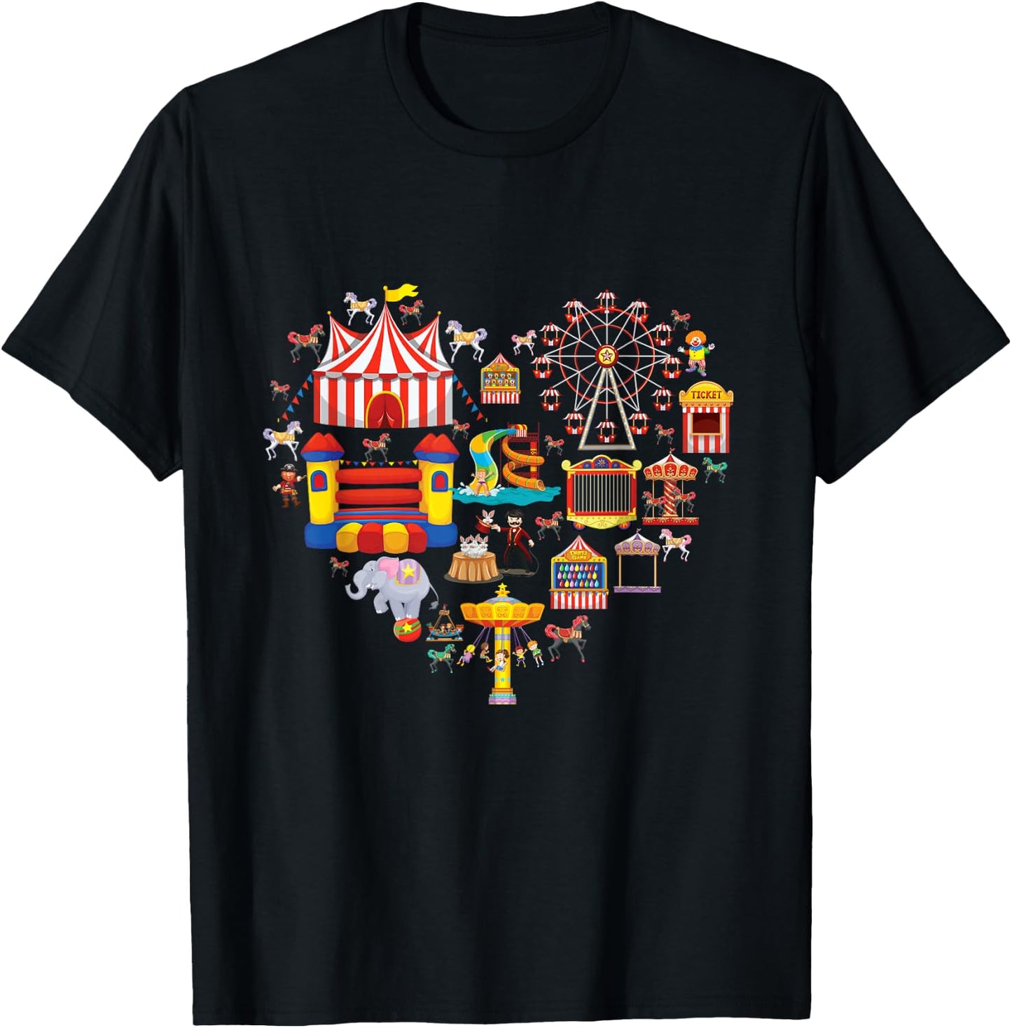 Circus Love Heart Ringmaster Party Circus Men Women Kids boy Small T-Shirt - T-Shirt | Black