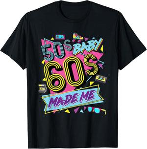 Retro Vintage 50's Baby 60's Made Me Nostalgia Classic T-Shirt - T-Shirt | Black