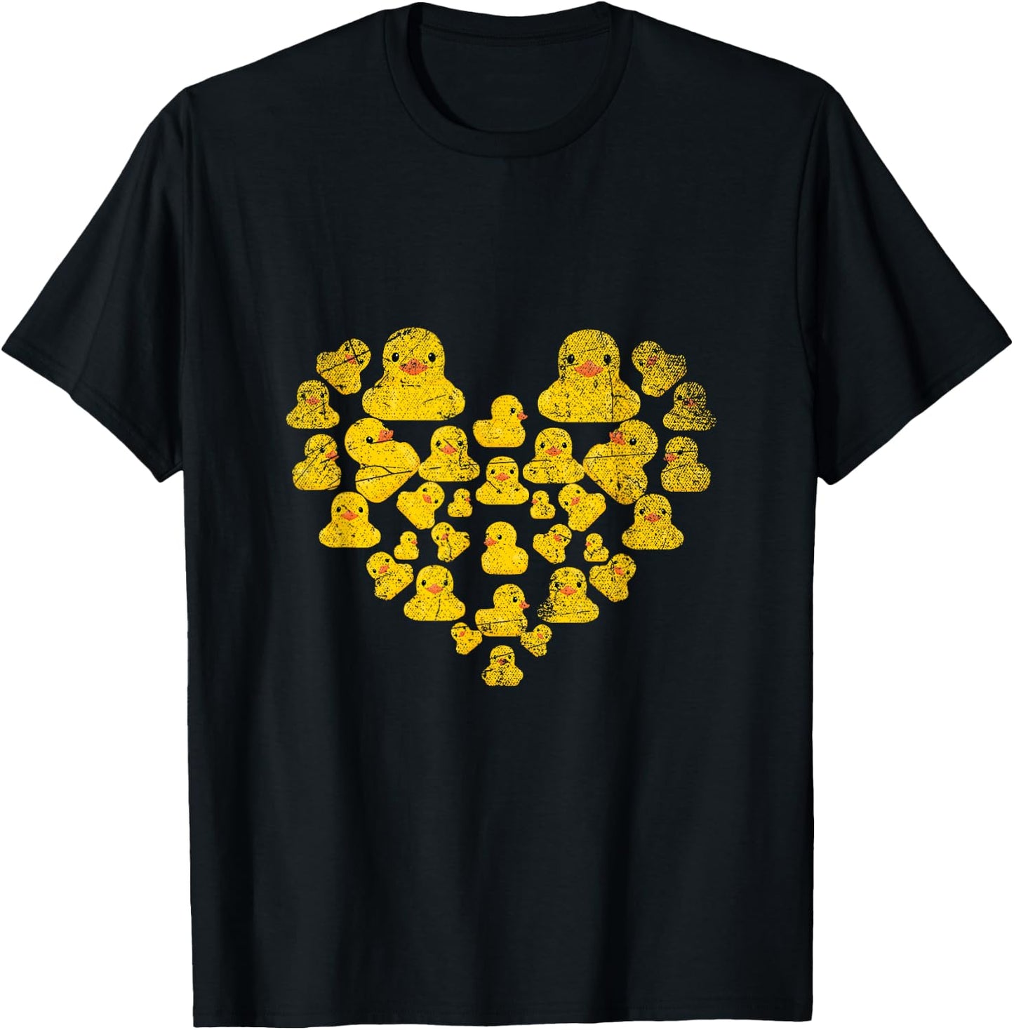 Cute Animal Lover Gift Heart Yellow Duck T-Shirt - T-Shirt | Black