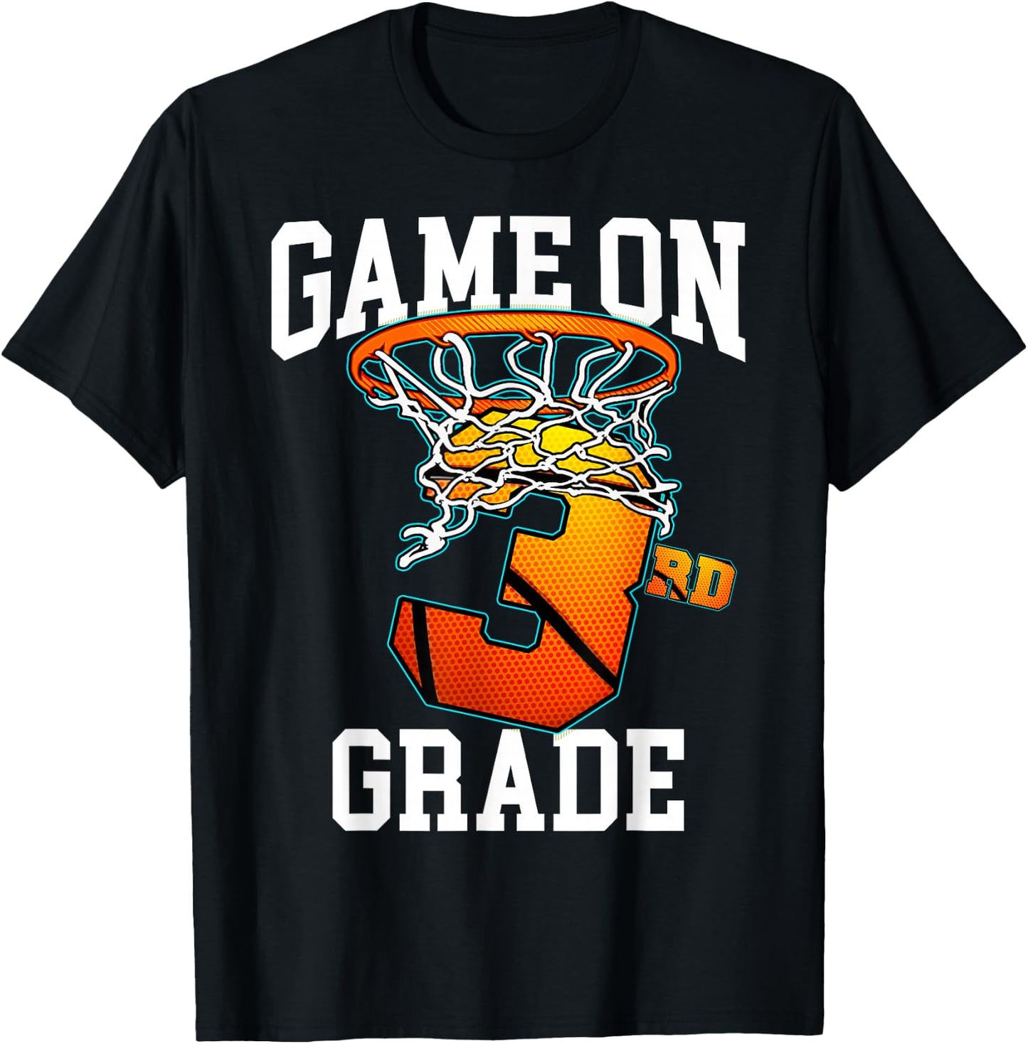 Game On 3rd Grade Basketball Back to School Student Boys Kid T-Shirt - T-Shirt | Black