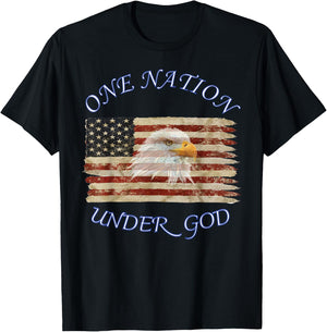 One Nation Under God Flag Christian T-Shirt - T-Shirt | Black