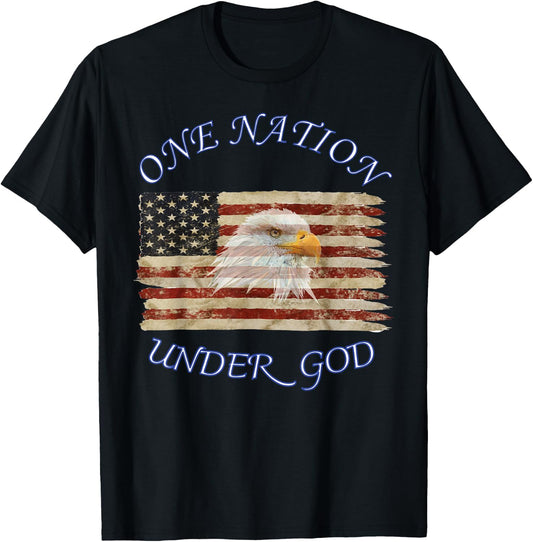 One Nation Under God Flag Christian T-Shirt - T-Shirt | Black