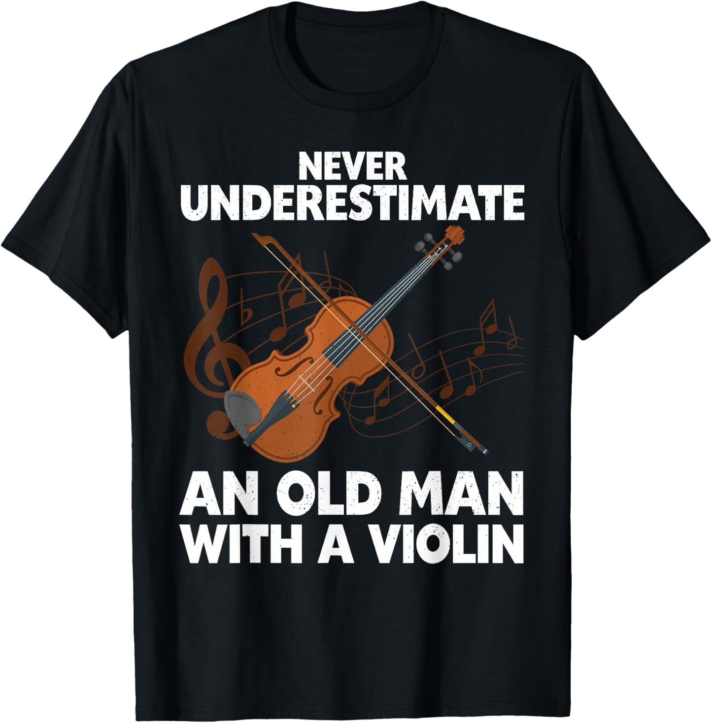 Funny Violin Art Grandpa Violin Lover Violin Player T-Shirt - T-Shirt | Black