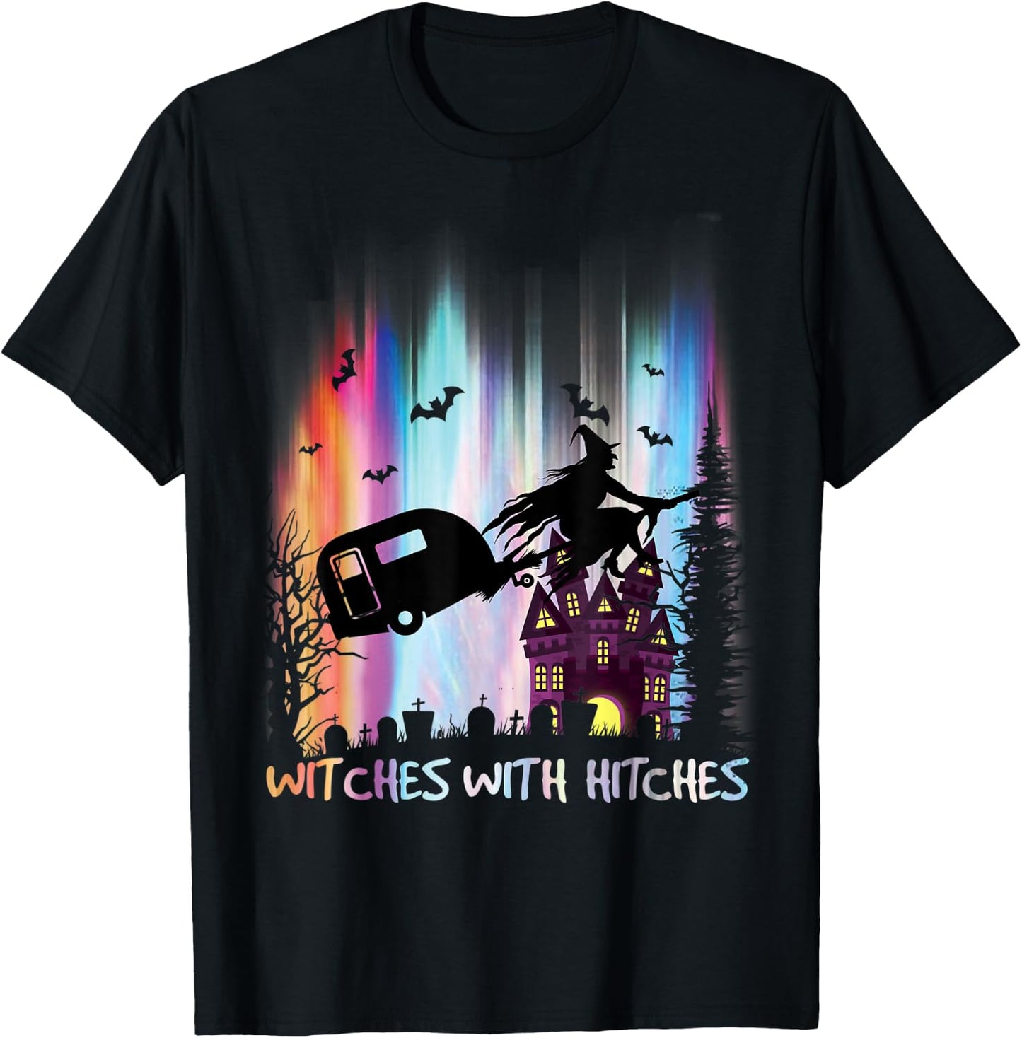 Witches With Hitches Funny Halloween Camping T-Shirt - T-Shirt | Black