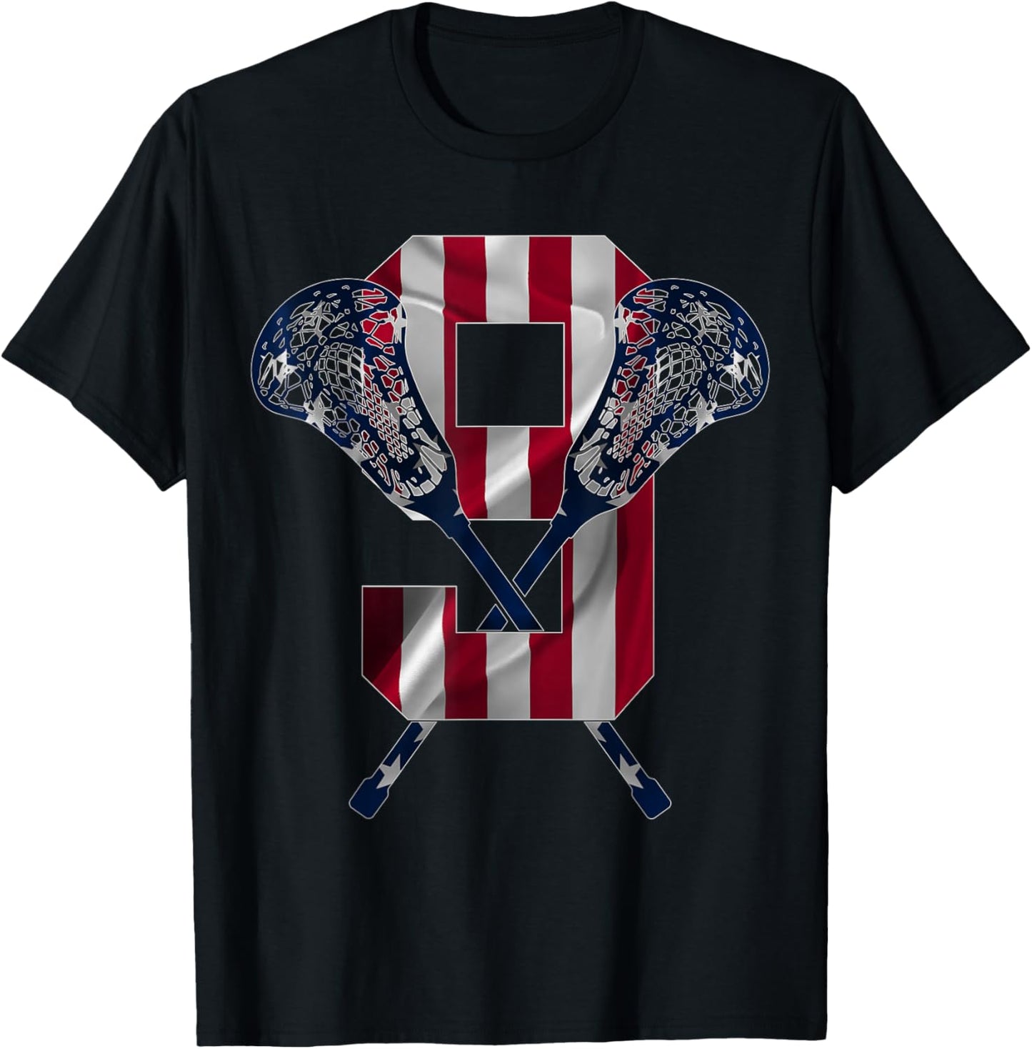 Number 9 Years Lacrosse 9th Birthday T-Shirt - T-Shirt | Black