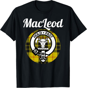 MacLeod Clan Scottish Name Coat Of Arms Tartan T-Shirt - T-Shirt | Black