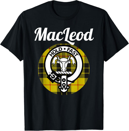 MacLeod Clan Scottish Name Coat Of Arms Tartan T-Shirt - T-Shirt | Black