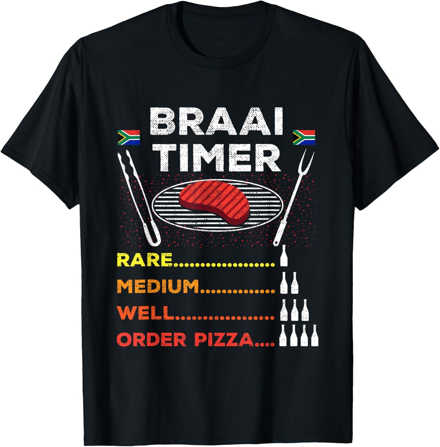 Braai Timer African BBQ Funny Family South Africa Flag T-Shirt - T-Shirt | Black
