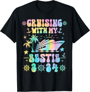 Cruising With My Bestie 2024 Cruise Trip Matching Friends T-Shirt - T-Shirt | Black