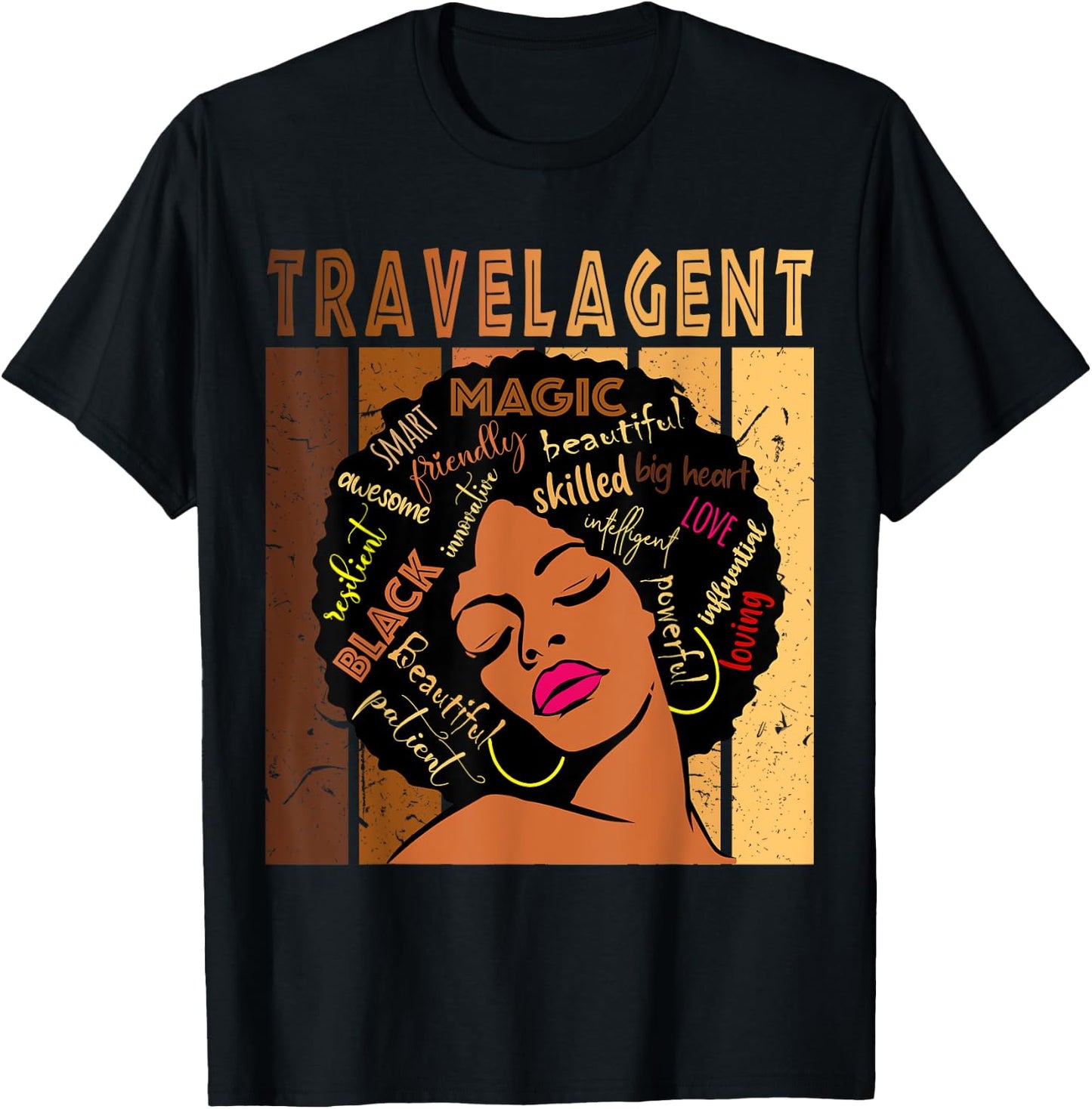 Black Travel Agent Strong Afro African American Women T-Shirt - T-Shirt | Black
