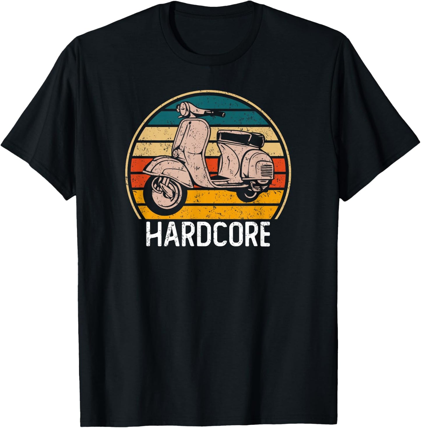 Hardcore Moped Life Funny Scooter Driver Retro Bike Gift T-Shirt - T-Shirt | Black