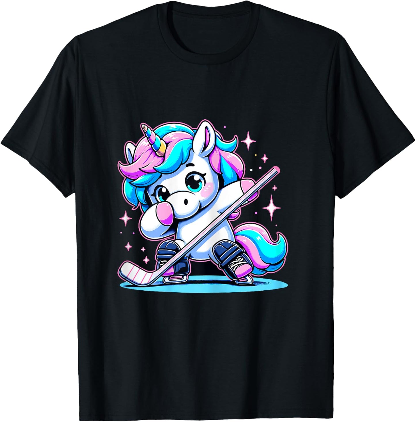 Ice Hockey Unicorn Kawaii Ice Hockey Sister Mom T-Shirt - T-Shirt | Black