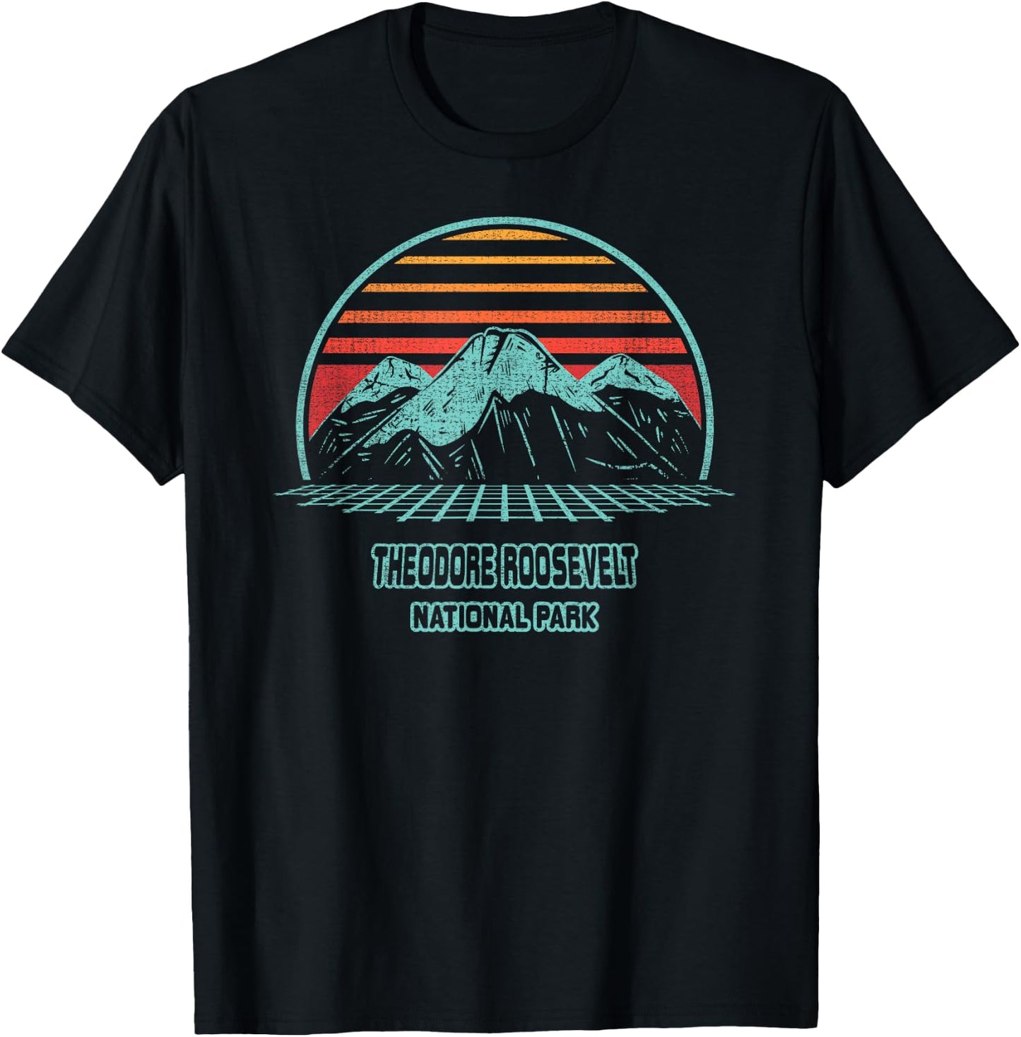 Theodore Roosevelt National Park Retro Hiking Vintage 80s T-Shirt - T-Shirt | Black
