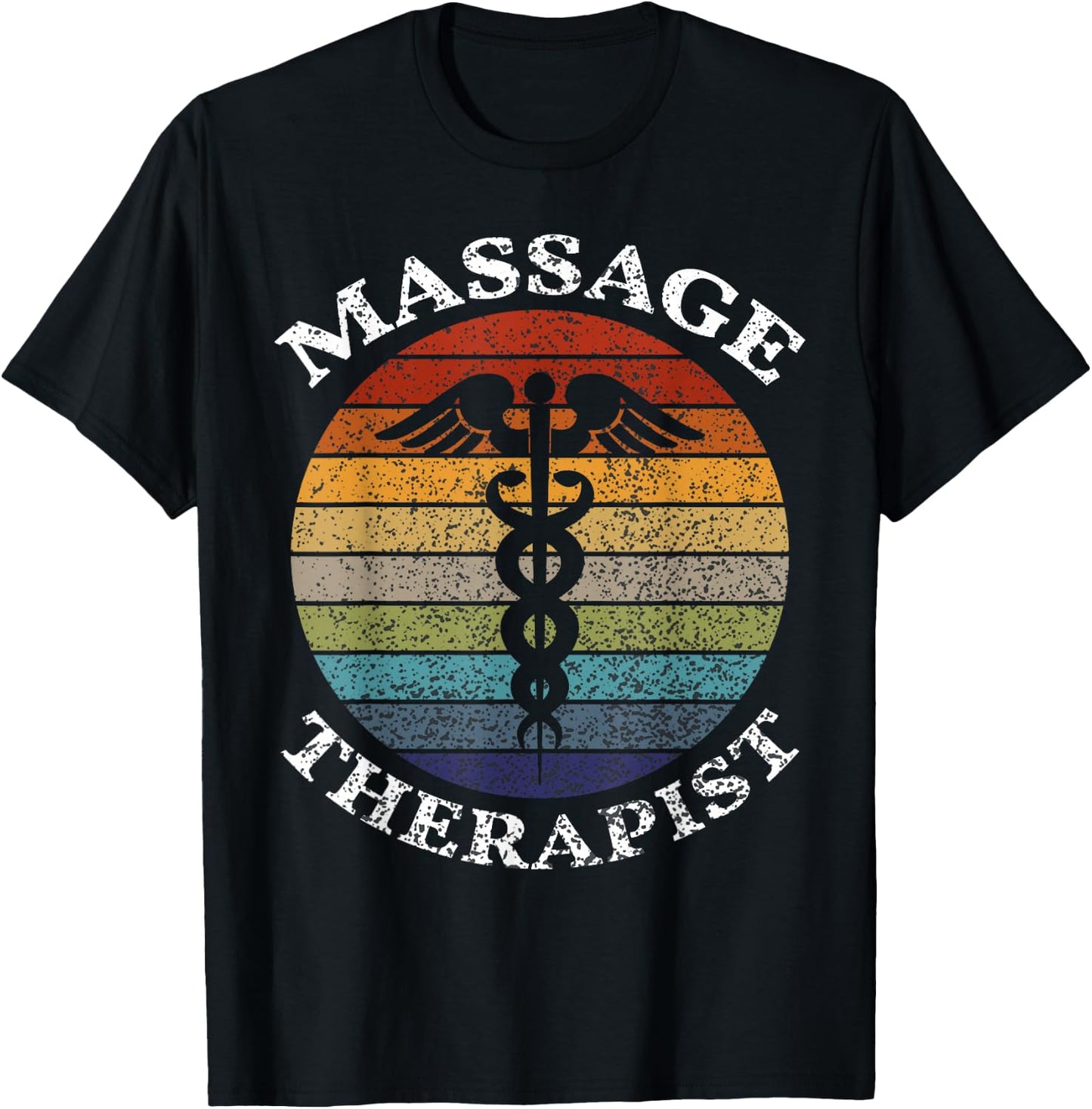 Massage Therapist Massage Therapy Vintage Sunset Women Men T-Shirt - T-Shirt | Black