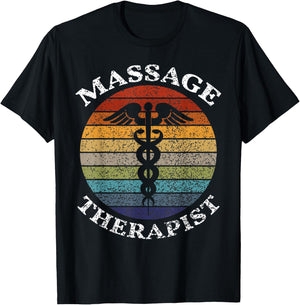 Massage Therapist Massage Therapy Vintage Sunset Women Men T-Shirt - T-Shirt | Black