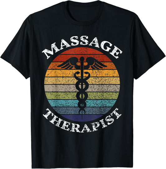 Massage Therapist Massage Therapy Vintage Sunset Women Men T-Shirt - T-Shirt | Black