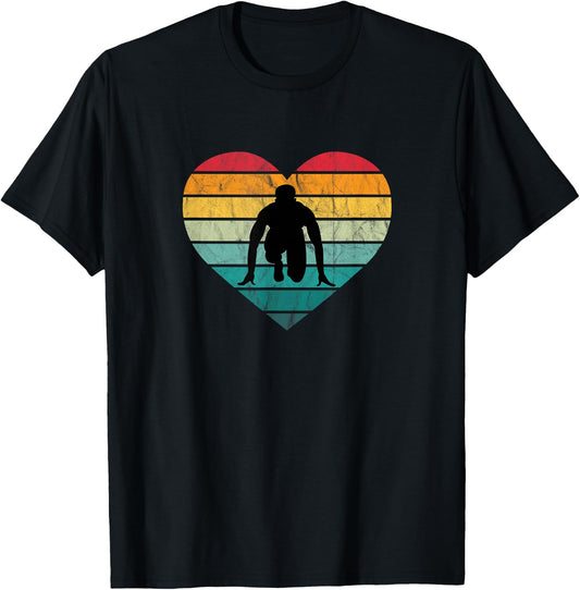 Sprinter in Start Block Sport Race I Love Athletics T-Shirt - T-Shirt | Black