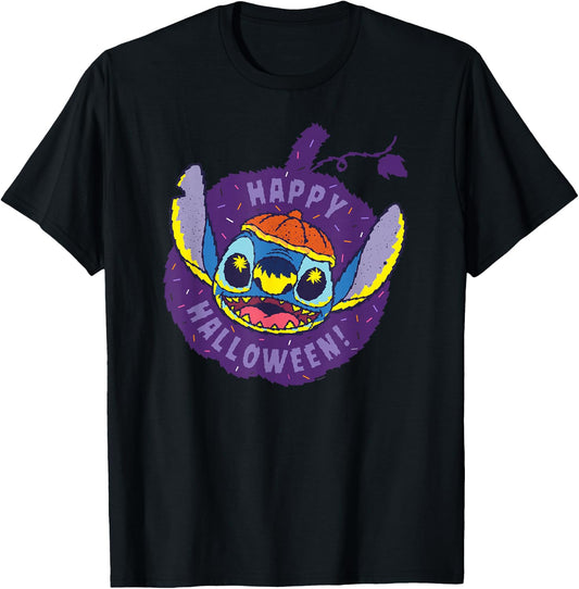 Disney Lilo & Stitch Jack-o’-Lantern Pumpkin Happy Halloween T-Shirt - T-Shirt | Black