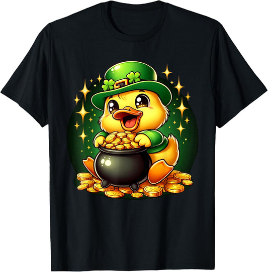 Duck Leprechaun Cute Funny Duck St. Patricks Day T-Shirt - T-Shirt | Black