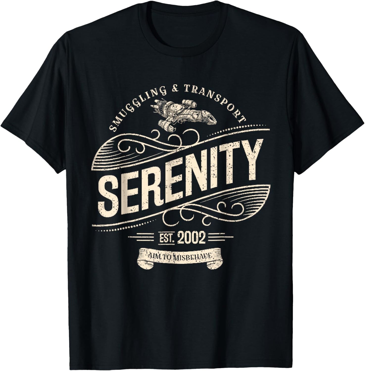 Vintage Serenity Smuggling And Transport Firefly New T-Shirt - T-Shirt | Black